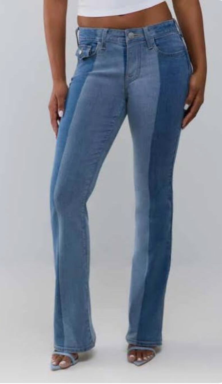 5983) True Religion Women  Becca Colorblock Flap Midrise Bootcut Jeans Size 30